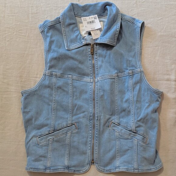 NWT AE Denim Zip Up Utility Vest Sz L - Picture 1 of 5